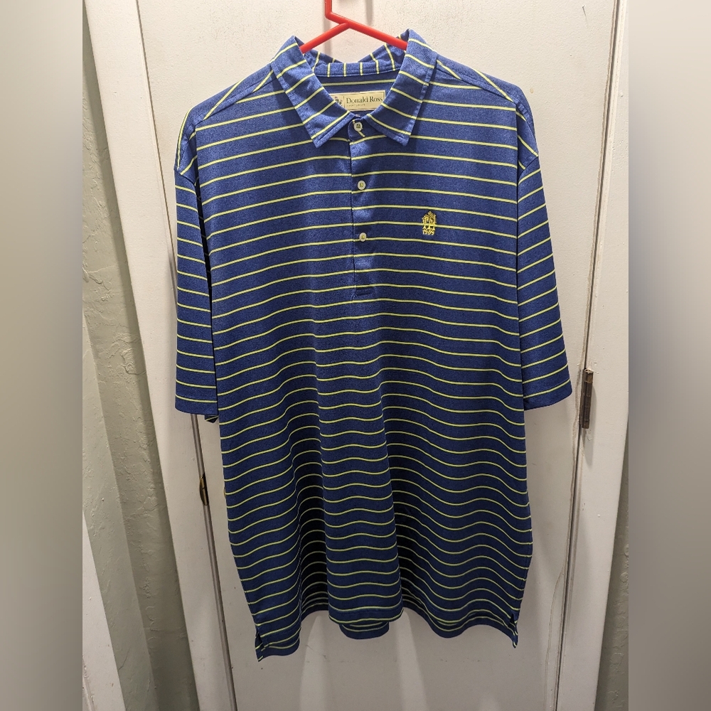 Donald Ross Sportswear Size XXL Blue and green striped Shirt Polo Golf
